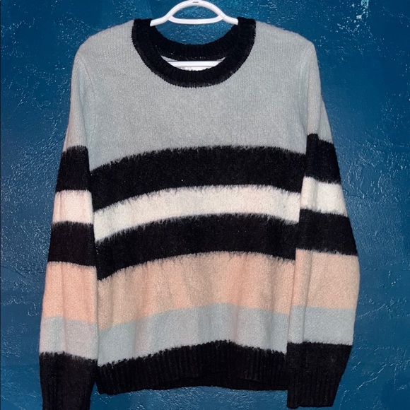 Design History Striped Sweater in Black, Gray, and Pink - Picture 1 of 8